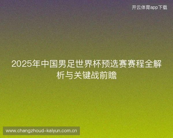 2025年中国男足世界杯预选赛赛程全解析与关键战前瞻